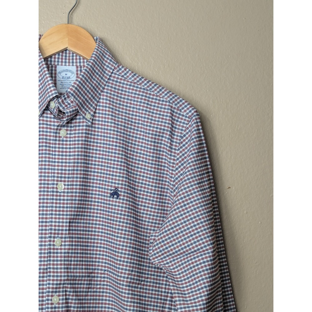Brooks Brothers Gingham Button Down Shirt Mens M Multi Check Non-Iron Stretch - Picture 9 of 16